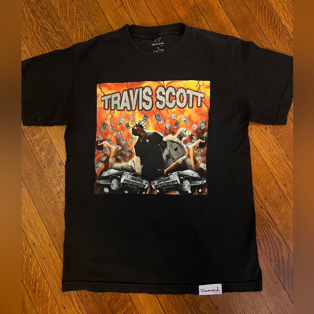 Travis Scott Diamond Supply Co Black Concert T-shirt 100% Cotton Size Small